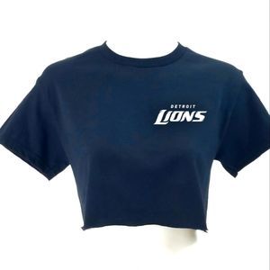 DETROIT LIONS Double Script Retro Logo BLACK Cropped Crop Top Football Tee - y2k
